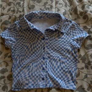 Garage Blue Optical Pattern Button Down Shirt